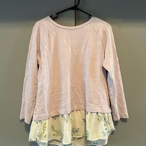 LOFT - Lavender Knit Top With Floral Hem (Size S)